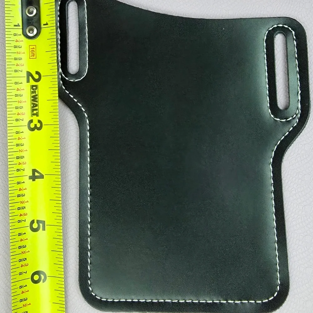 Men’s Black Leather Belt Phone Holster Rugged EDC Waist Case